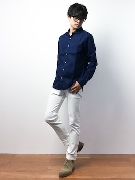 「TAKA-Q（タカキュー）のアイテム（パンツ）」を使った、武井一輝さん（メンズ・172cm）の夏コーディネート