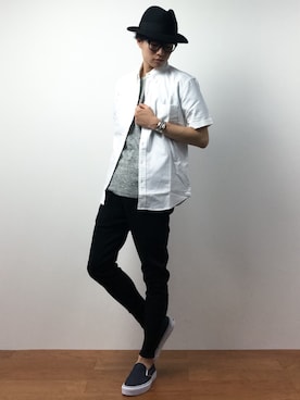 「PROJECT SR'ES（プロジェクトエスアールエス）のアイテム」を使った、武井一輝さん（メンズ・172cm）の夏コーディネート
