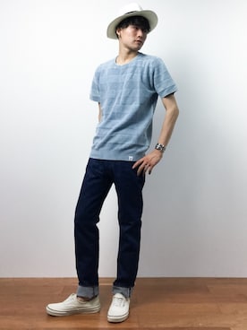 「TONE SELECT GOODS（トーンセレクトグッズ）のアイテム」を使った、武井一輝さん（メンズ・172cm）の夏コーディネート