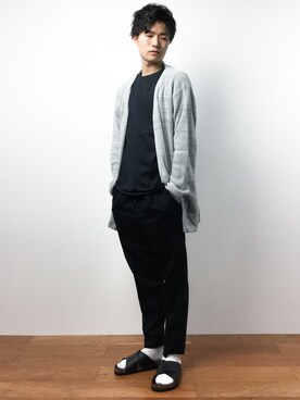 「WRAPINKNOT（ラッピンノット）のアイテム（スラックス）」を使った、武井一輝さん（メンズ・172cm）の夏コーディネート