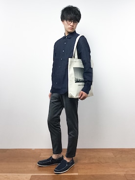 「ROOTOTE（ルートート）のアイテム」を使った、武井一輝さん（メンズ・172cm）の夏コーディネート