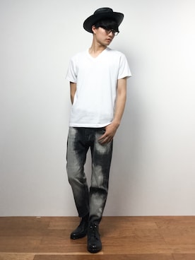 「MR.OLIVE（ミスターオリーブ）のアイテム（ハット）」を使った、武井一輝さん（メンズ・172cm）の夏コーディネート