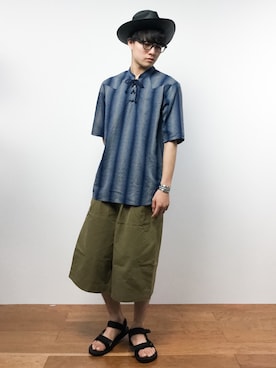「MR.OLIVE（ミスターオリーブ）のアイテム（ハット）」を使った、武井一輝さん（メンズ・172cm）の夏コーディネート