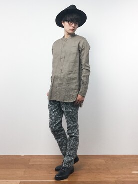 「MR.OLIVE（ミスターオリーブ）のアイテム（ハット）」を使った、武井一輝さん（メンズ・172cm）の夏コーディネート