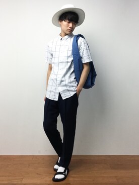 「Burner（バーナー）のアイテム（トップス）」を使った、武井一輝さん（メンズ・172cm）の夏コーディネート