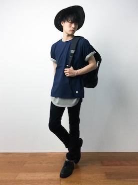 「SWAGGER（スワッガー）のアイテム（キャップ）」を使った、武井一輝さん（メンズ・172cm）の夏コーディネート