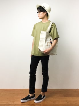 「NO ID.（ノーアイディ）のアイテム」を使った、武井一輝さん（メンズ・172cm）の夏コーディネート