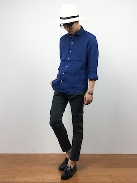 「Simplicite（サンプリシテ）のアイテム」を使った、武井一輝さん（メンズ・172cm）の夏コーディネート