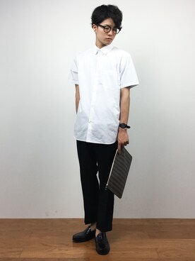 「CASPER JOHN AIVER（キャスパージョンアイバー）のアイテム（スラックス）」を使った、武井一輝さん（メンズ・172cm）の夏コーディネート