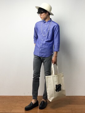 「UNDEFEATED (アンディフィーテッド)のアイテム」を使った、武井一輝さん(メンズ・172cm)の夏コーディネート
