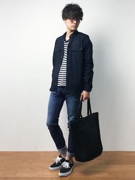 「Onitsuka Tiger（オニツカタイガー）のアイテム（バッグ）」を使った、武井一輝さん（メンズ・172cm）の夏コーディネート