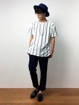 「HVC（エイチブイシー）のアイテム（帽子）」を使った、武井一輝さん（メンズ・172cm）の夏コーディネート