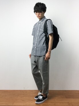 「AIGLE（エーグル）のアイテム（バッグ）」を使った、武井一輝さん（メンズ・172cm）の夏コーディネート