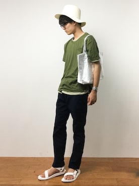 「unrelaxing（アンリラクシング）のアイテム（帽子）」を使った、武井一輝さん（メンズ・172cm）の夏コーディネート
