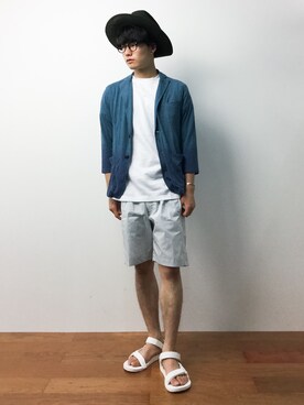 「MEN'S MELROSE（メンズメルローズ）のアイテム（カーディガン/ボレロ）」を使った、武井一輝さん（メンズ・172cm）の夏コーディネート