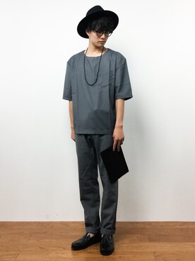 「Request（リクエスト）のアイテム（トップス）」を使った、武井一輝さん（メンズ・172cm）の夏コーディネート