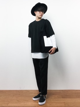 「ENER（イーエヌイーアール）のアイテム」を使った、武井一輝さん（メンズ・172cm）の夏コーディネート