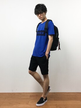 「Alpha Industries（アルファインダストリーズ）のアイテム（バッグ）」を使った、武井一輝さん（メンズ・172cm）の夏コーディネート