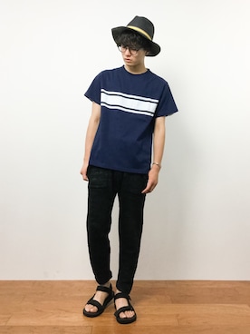 「ADPOSION（アドポーション）のアイテム」を使った、武井一輝さん（メンズ・172cm）の夏コーディネート