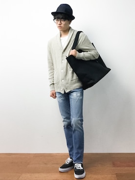 「n(n) BY NUMBER (N)INE（エヌエヌバイナンバーナイン）のアイテム（パンツ）」を使った、武井一輝さん（メンズ・172cm）の夏コーディネート