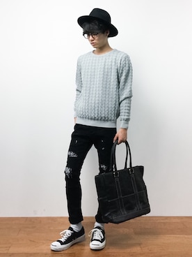 「n(n) BY NUMBER (N)INE（エヌエヌバイナンバーナイン）のアイテム（パンツ）」を使った、武井一輝さん（メンズ・172cm）の夏コーディネート