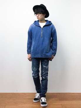 「n(n) BY NUMBER (N)INE（エヌエヌバイナンバーナイン）のアイテム（パンツ）」を使った、武井一輝さん（メンズ・172cm）の夏コーディネート