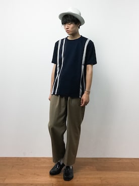 「HVC（エイチブイシー）のアイテム（帽子）」を使った、武井一輝さん（メンズ・172cm）の夏コーディネート