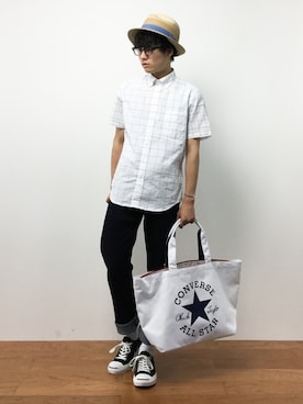 「CONVERSE（コンバース）のアイテム（バッグ）」を使った、武井一輝さん（メンズ・172cm）の夏コーディネート