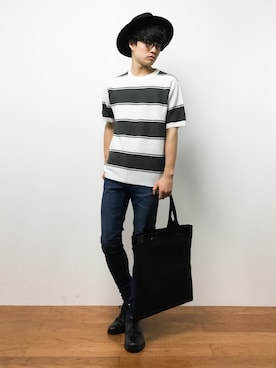 「ADPOSION（アドポーション）のアイテム」を使った、武井一輝さん（メンズ・172cm）の夏コーディネート