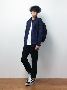 「HVC（エイチブイシー）のアイテム（帽子）」を使った、武井一輝さん（メンズ・173cm）の夏コーディネート