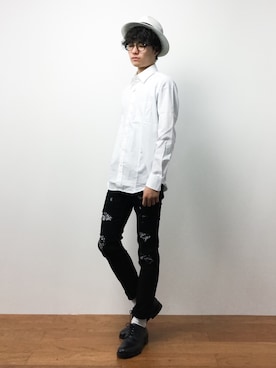 「HVC（エイチブイシー）のアイテム（帽子）」を使った、武井一輝さん（メンズ・173cm）の夏コーディネート