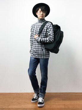 「JAMA RICO（ジャマリコ）のアイテム」を使った、武井一輝さん（メンズ・173cm）の夏コーディネート