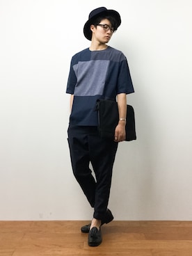 「soe shirts（ソーイシャツ）のアイテム」を使った、武井一輝さん（メンズ・173cm）の夏コーディネート