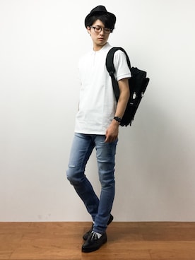 「Burner（バーナー）のアイテム（帽子）」を使った、武井一輝さん（メンズ・173cm）の夏コーディネート