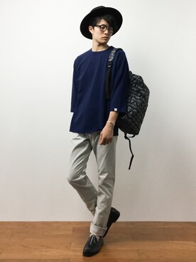 「ADPOSION（アドポーション）のアイテム」を使った、武井一輝さん（メンズ・173cm）の夏コーディネート