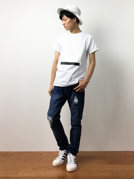 「chapter world（チャプターワールド）のアイテム（帽子）」を使った、武井一輝さん（メンズ・173cm）の夏コーディネート