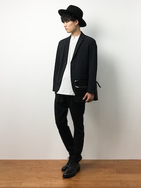 「細身」｜「アイテム（テーラードジャケット）」を使った、武井一輝さん（メンズ・173cm）の夏コーディネート