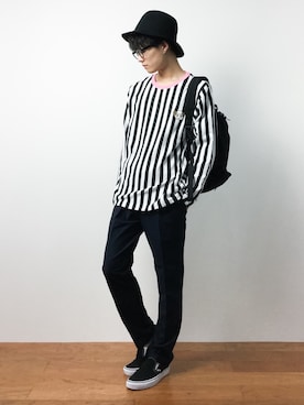 「G&F Co.（ジーアンドエフコー）のアイテム（帽子）」を使った、武井一輝さん（メンズ・173cm）の夏コーディネート