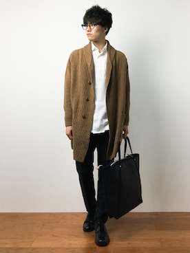 「SHIPS JET BLUE（シップスジェットブルー）のアイテム（カーディガン/ボレロ）」を使った、武井一輝さん（メンズ・173cm）の夏コーディネート