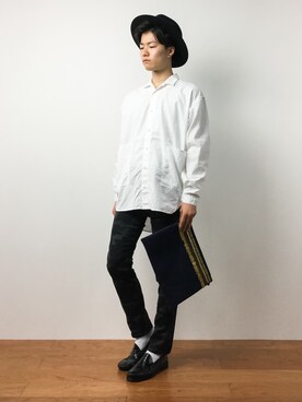 武井一輝さんの「rehacer :Pilgrim Wide Shirt Made in Okayama Japan / プリグリムワイドシャツ メイドイン岡山ジャパン」を使ったコーディネート