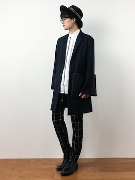 「SHIPS JET BLUE（シップスジェットブルー）のアイテム（チェスターコート）」を使った、武井一輝さん（メンズ・173cm）の夏コーディネート