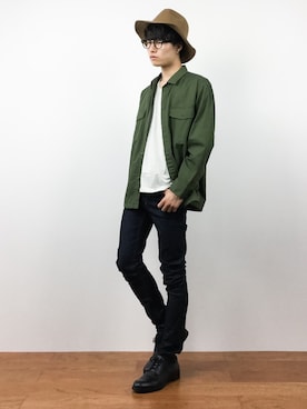 「Magine（マージン）のアイテム（帽子）」を使った、武井一輝さん（メンズ・173cm）の秋コーディネート