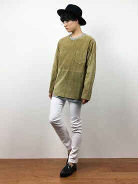 「shama（シャマ）のアイテム」を使った、武井一輝さん（メンズ・173cm）の秋コーディネート