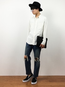 「unrelaxing（アンリラクシング）のアイテム（パンツ）」を使った、武井一輝さん（メンズ・173cm）の秋コーディネート