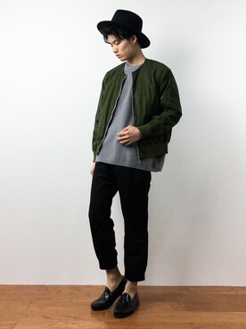 「BEAMS（ビームス）のアイテム（MA-1）」を使った、武井一輝さん（メンズ・173cm）の秋コーディネート