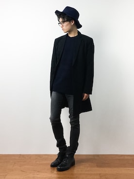 「HVC（エイチブイシー）のアイテム（帽子）」を使った、武井一輝さん（メンズ・173cm）の秋コーディネート