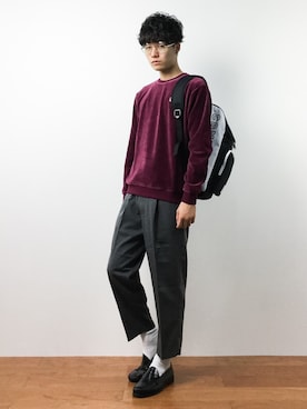 「CONVERSE（コンバース）のアイテム（バッグ）」を使った、武井一輝さん（メンズ・173cm）の秋コーディネート