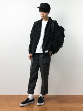「Denime（ドゥニーム）のアイテム（ブルゾン）」を使った、武井一輝さん（メンズ・173cm）の秋コーディネート