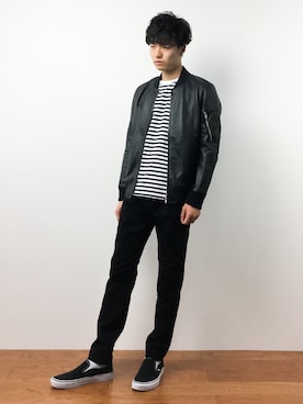 「THE DAY（ザデイ）のアイテム（MA-1）」を使った、武井一輝さん（メンズ・173cm）の秋コーディネート
