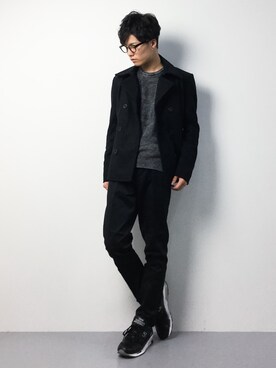 「improves（インプローブス）のアイテム（ピーコート）」を使った、武井一輝さん（メンズ・173cm）の秋コーディネート
